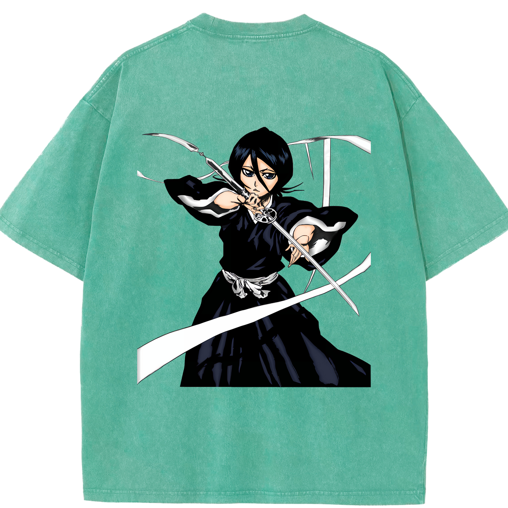 （画像用） ブリーチ 朽木ルキア BLEACH Kuchiki Rukia 綿100% ヴィンテージ風 半袖Tシャツ（背面プリント）